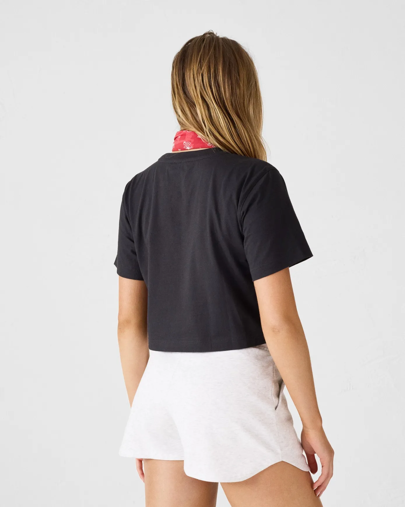 T-shirt col rond en coton Noir Mazu