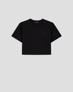 T-shirt col rond en coton Noir Mazu