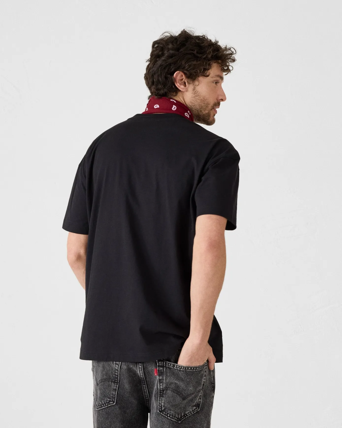 T-shirt col rond en coton Noir Narong