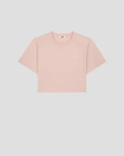 T-shirt col rond en coton Pêche clair Mazu