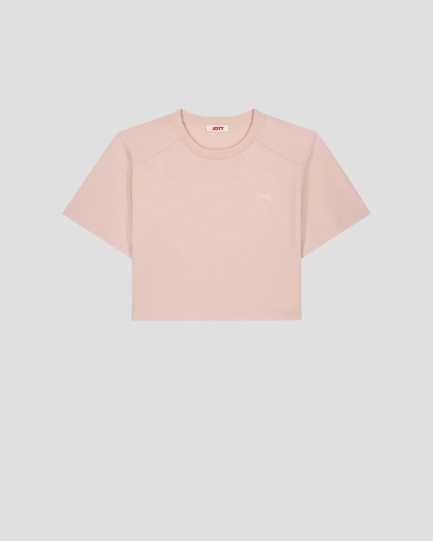 T-shirt col rond en coton Pêche clair Mazu