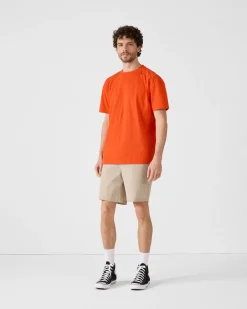 T-shirt col rond en coton Rouge feu Narong