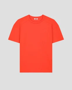 T-shirt col rond en coton Rouge feu Narong