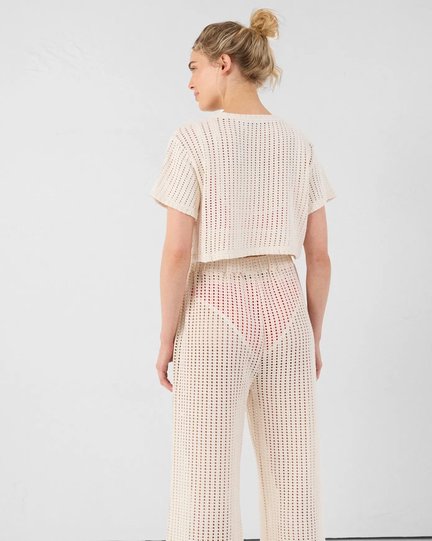 T-shirt col rond en maille de coton Naturel Giada