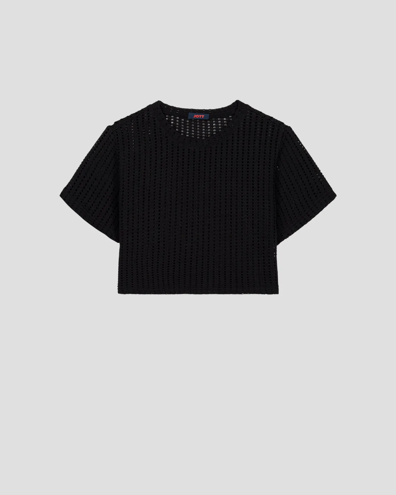 T-shirt col rond en maille de coton Noir Giada