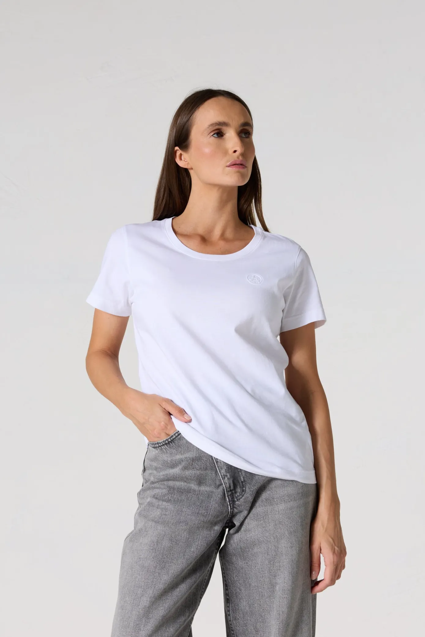 T-shirt à col rond femme en coton Blanc Angel 2.0