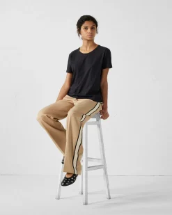 T-shirt col rond femme en coton Noir Angela