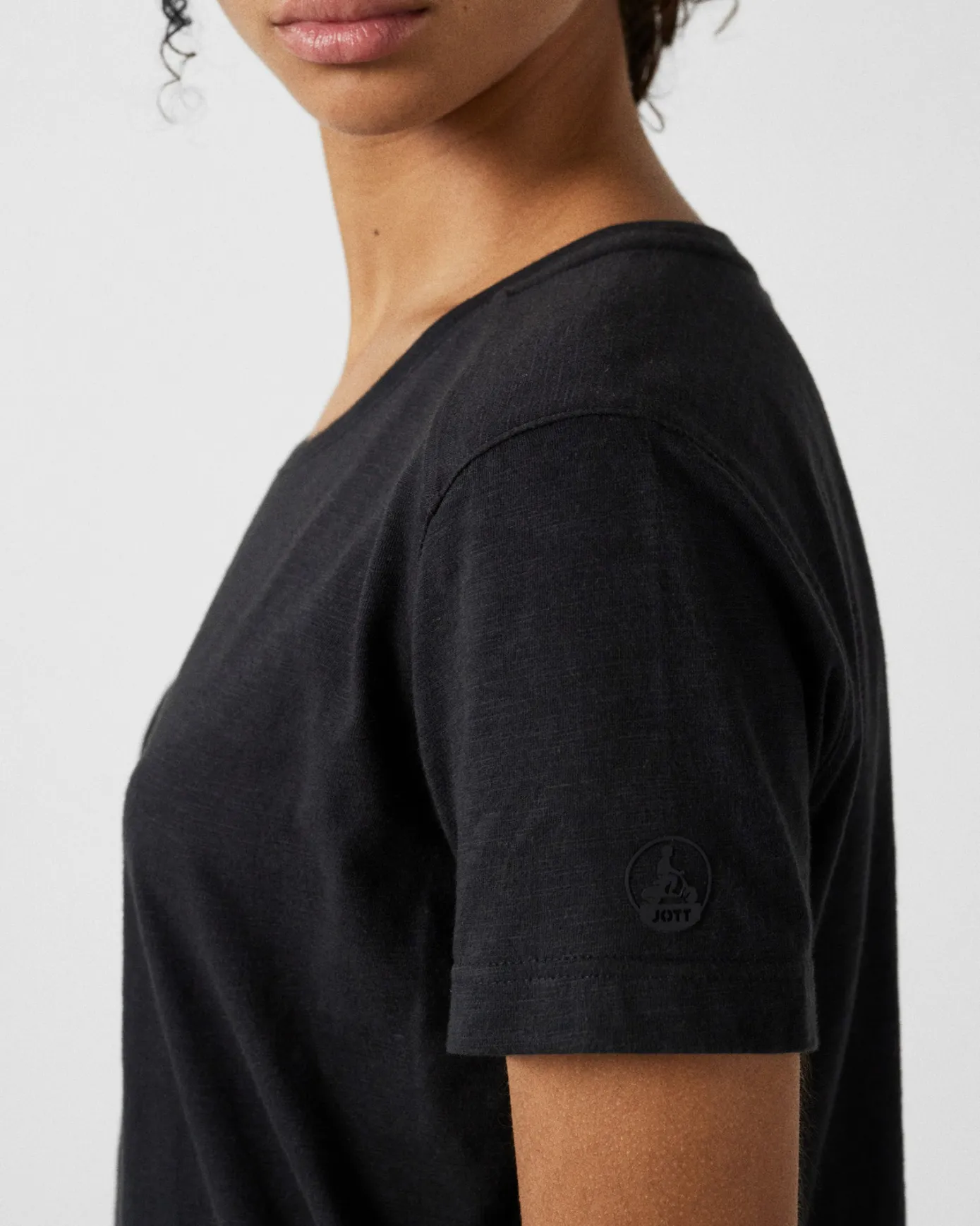 T-shirt col rond femme en coton Noir Angela