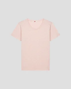 T-shirt col rond femme en coton Pêche clair Angela