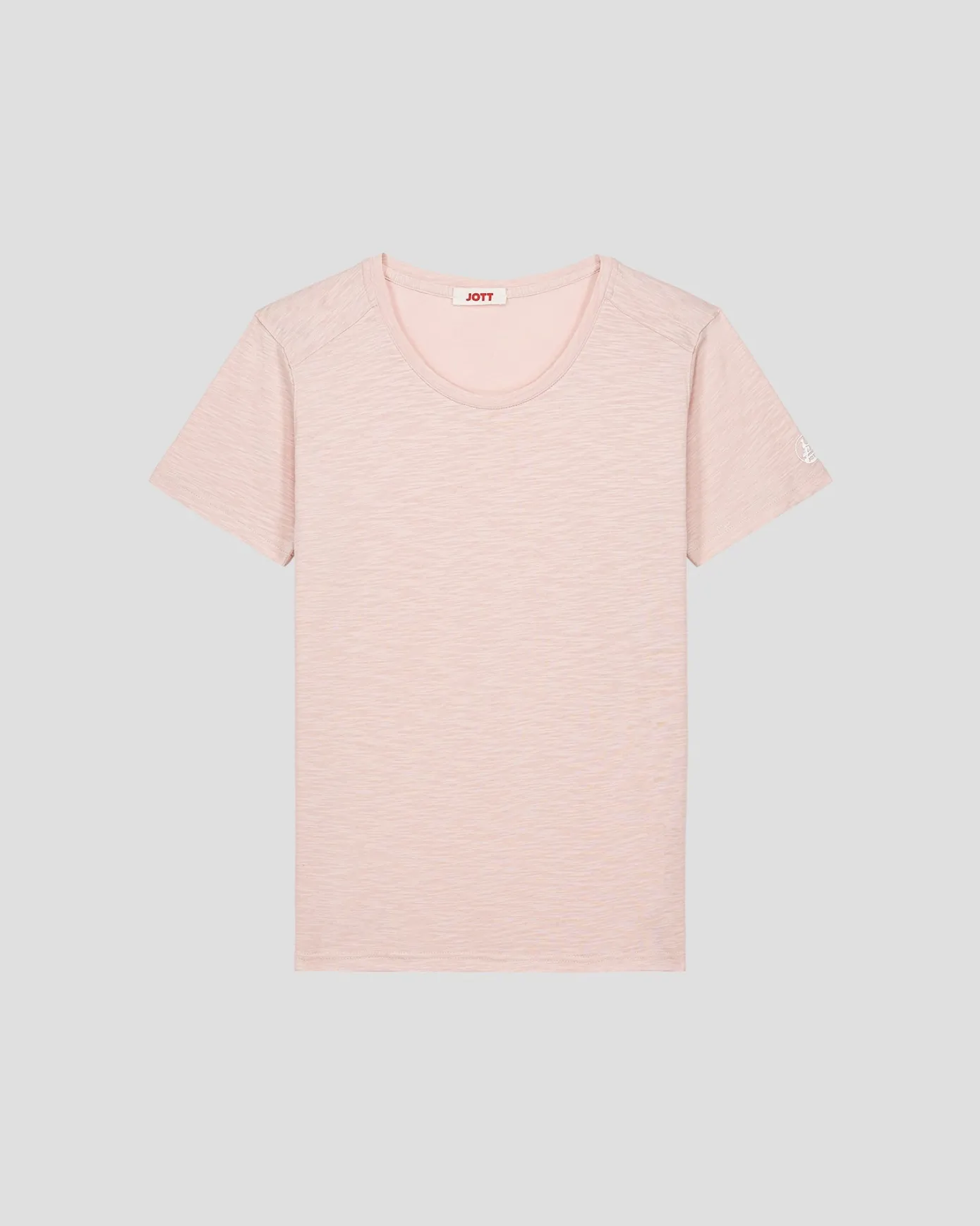 T-shirt col rond femme en coton Pêche clair Angela