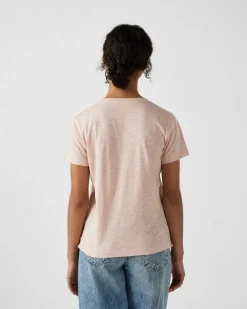T-shirt col rond femme en coton Pêche clair Angela