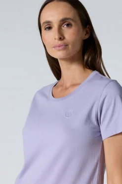 T-shirt à col rond femme en coton Encens violet Angel 2.0