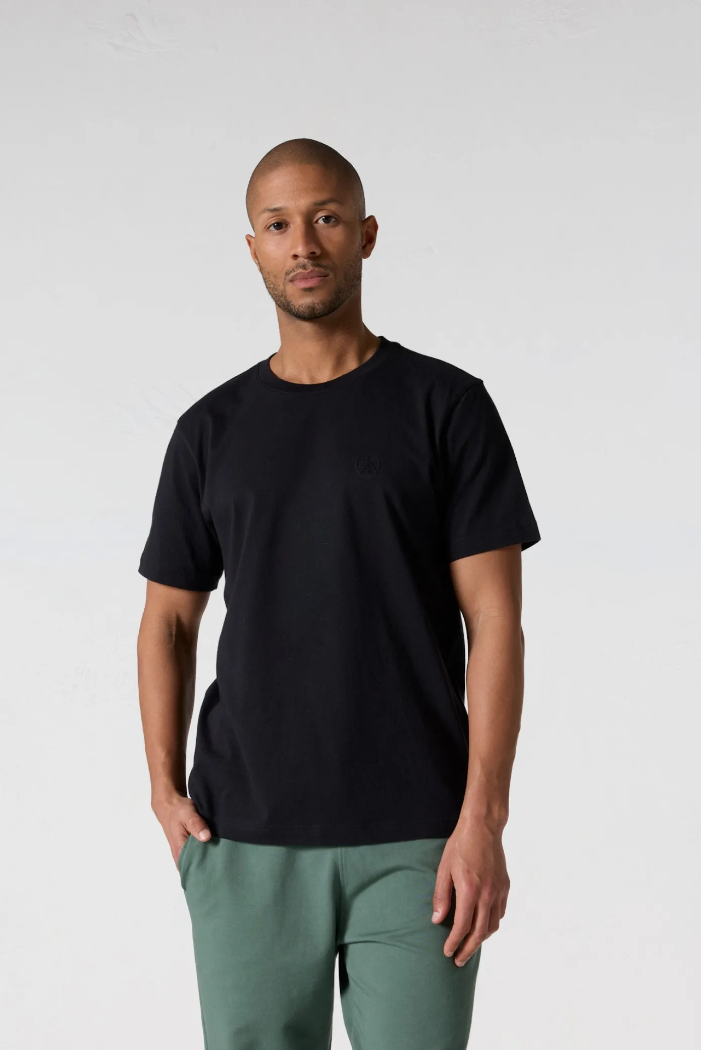 T-shirt col rond homme en coton Noir Pedro