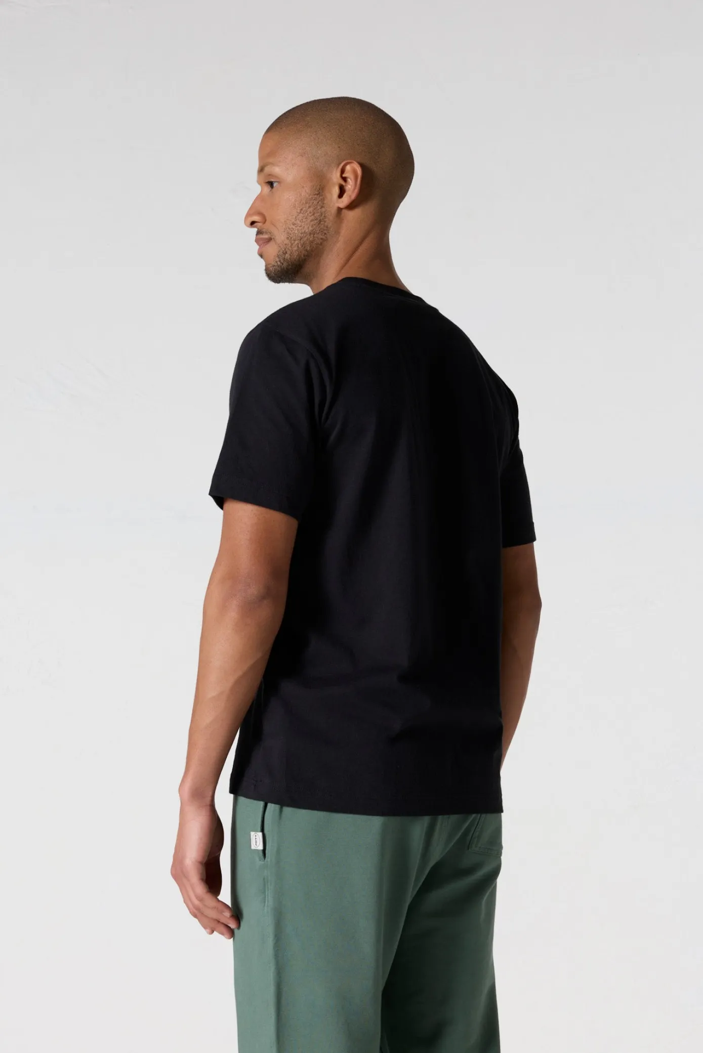 T-shirt col rond homme en coton Noir Pedro