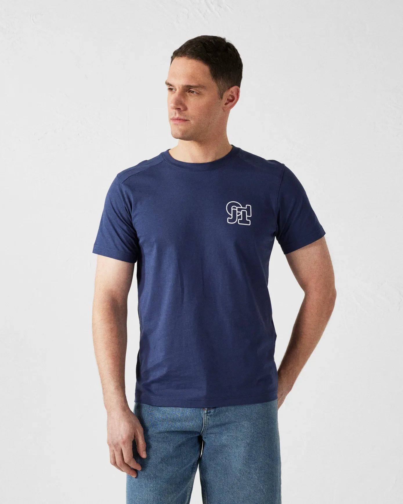 T-shirt col rond homme en coton Marine Pedro mono