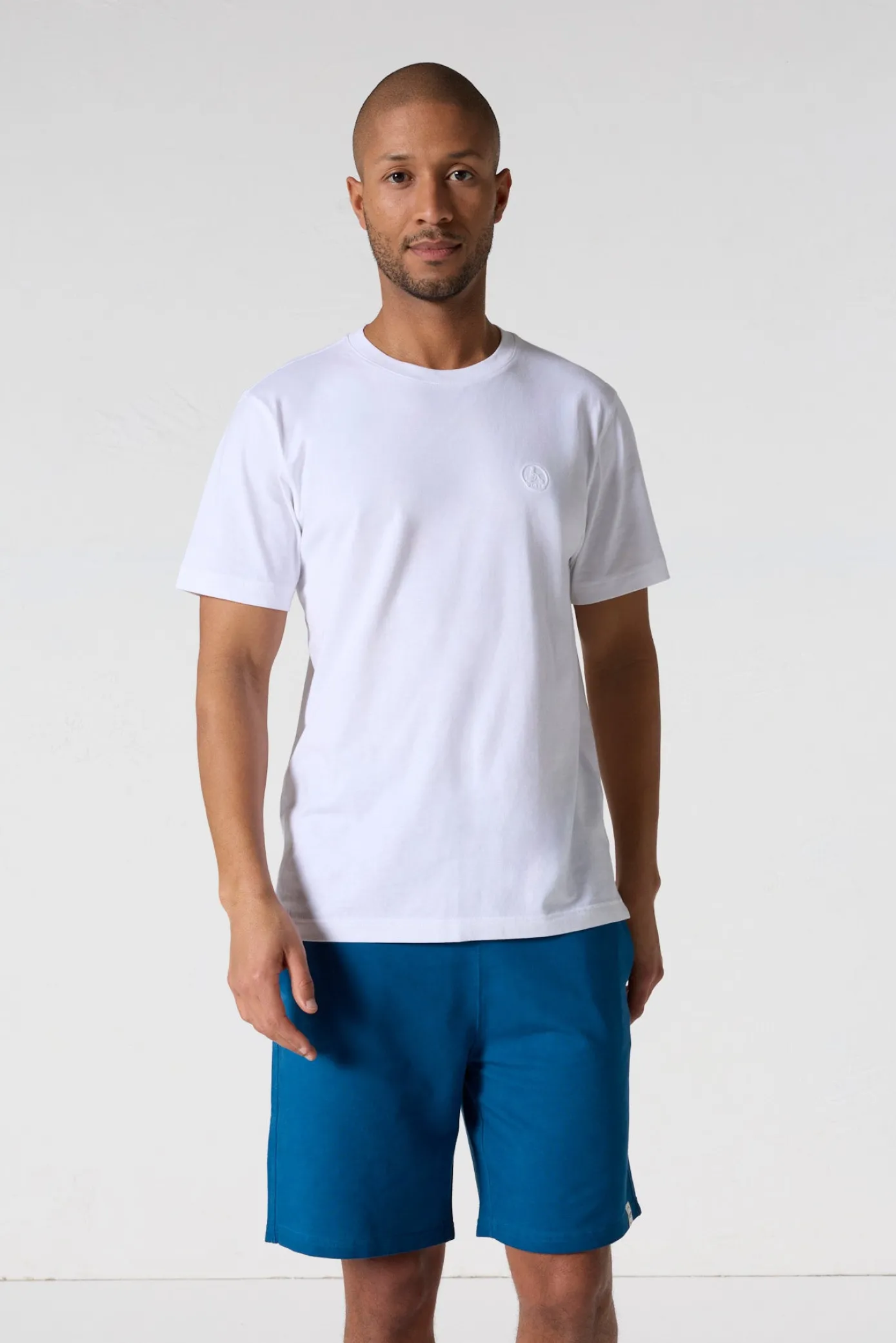 T-shirt col rond homme en coton Blanc Pedro