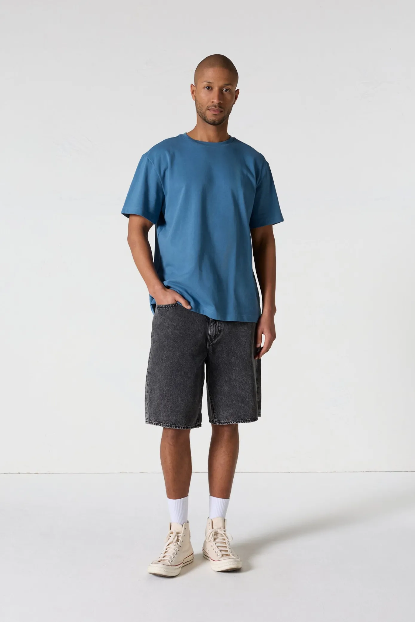 T-Shirt col rond mixte Bleu jeans Andrea