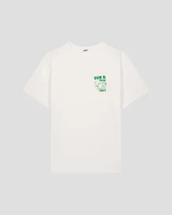 T-shirt col rond mixte imprimé Blanc Samet