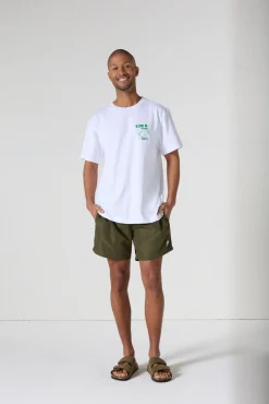 T-shirt col rond mixte imprimé Blanc Samet