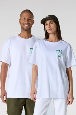 T-shirt col rond mixte imprimé Blanc Samet