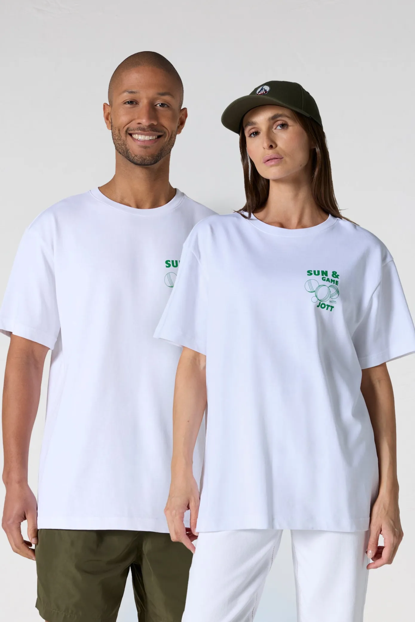 T-shirt col rond mixte imprimé Blanc Samet