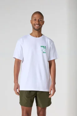 T-shirt col rond mixte imprimé Blanc Samet
