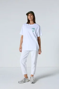 T-shirt col rond mixte imprimé Blanc Samet