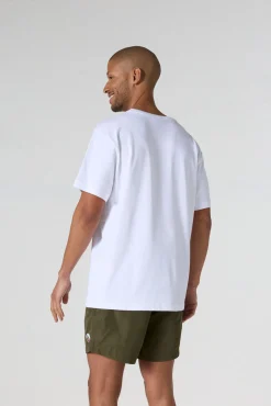 T-shirt col rond mixte imprimé Blanc Samet