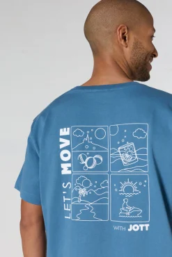 T-shirt col rond mixte imprimé Bleu jeans Kood