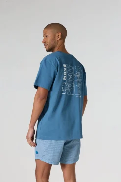 T-shirt col rond mixte imprimé Bleu jeans Kood