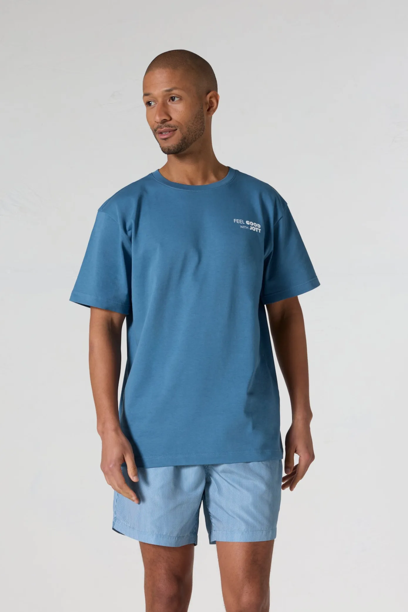 T-shirt col rond mixte imprimé Bleu jeans Kood