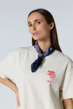 T-shirt col rond mixte imprimé Naturel Samet