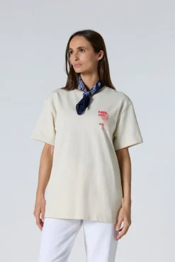 T-shirt col rond mixte imprimé Naturel Samet
