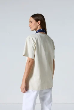 T-shirt col rond mixte imprimé Naturel Samet
