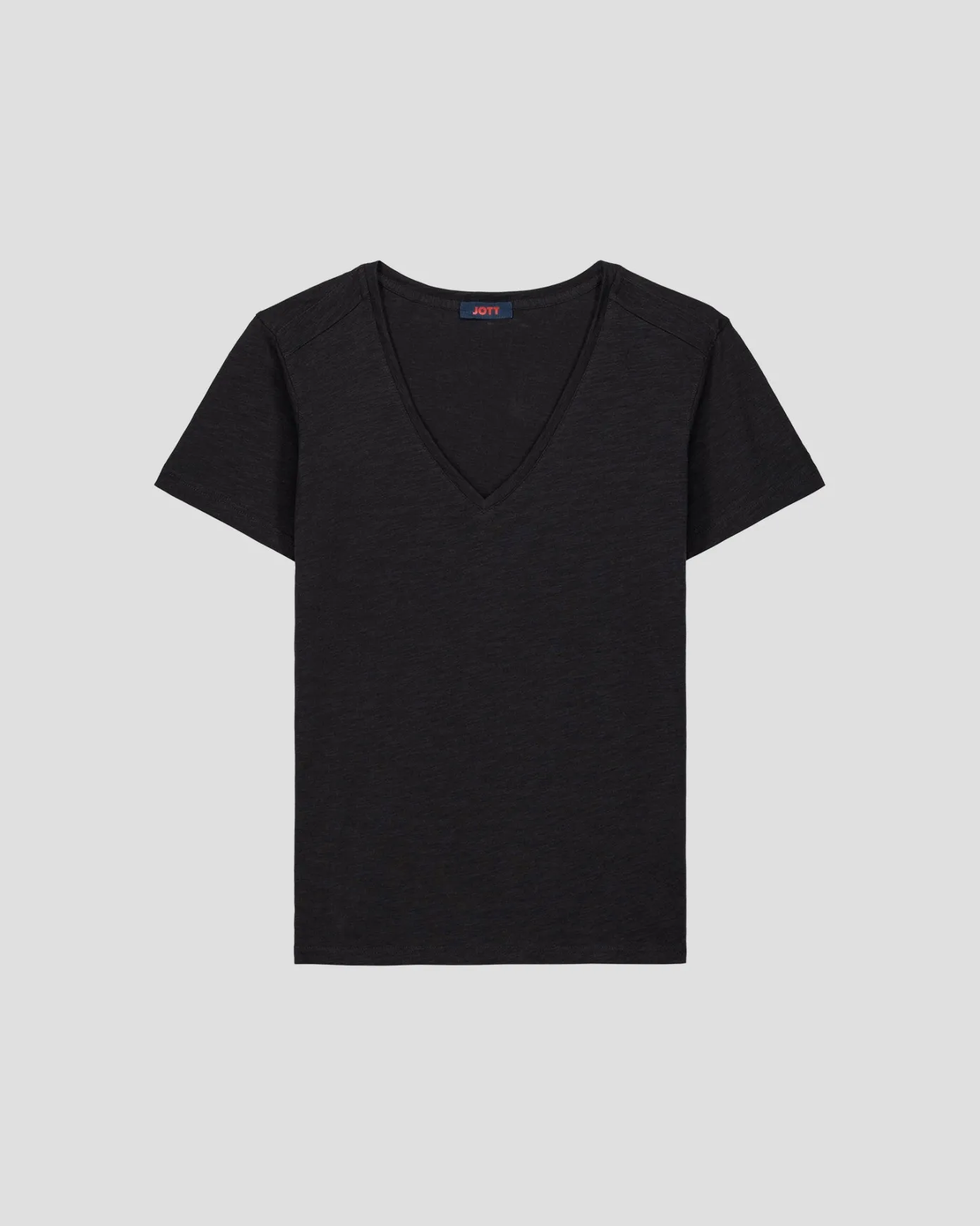 T-shirt col V femme en coton Noir Sonia