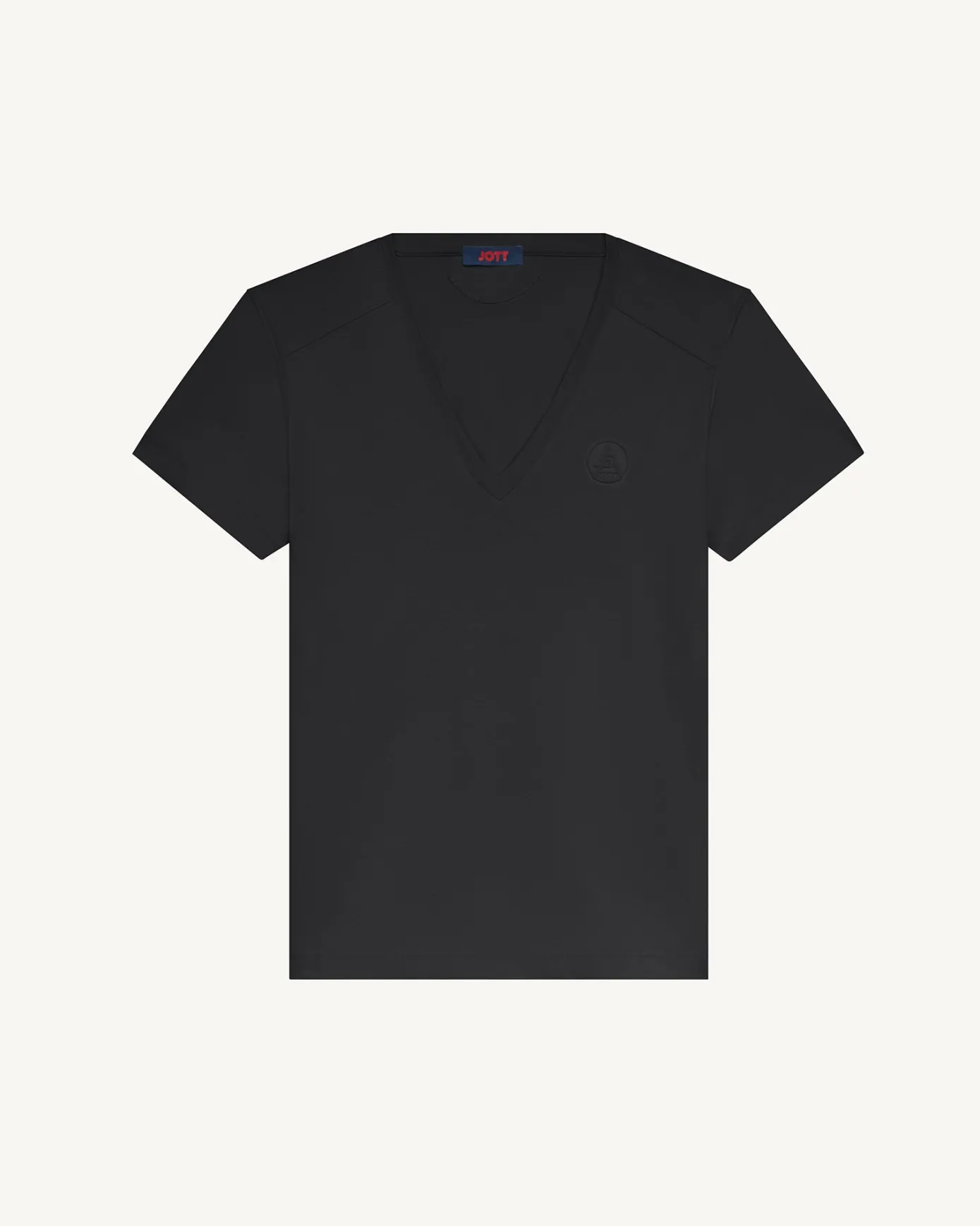 T-shirt col V femme en coton Noir Sofia