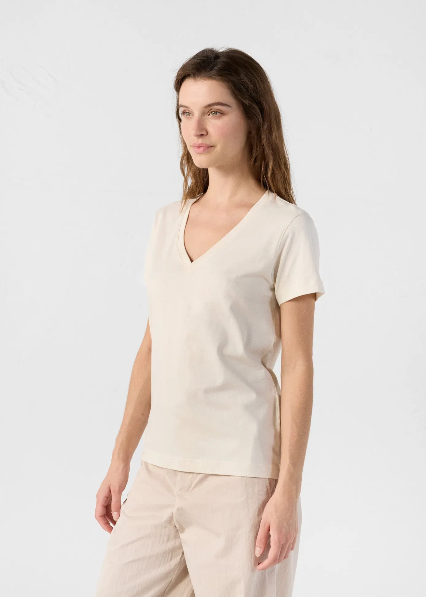 T-Shirt col V Naturel Sofy