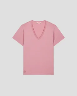 T-Shirt col V Rose antique Sofy