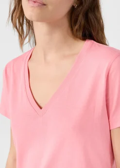 T-Shirt col V Vibrant pink Sofy