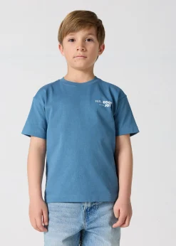 T-shirt enfant col rond imprimé Bleu jeans Mak