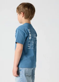 T-shirt enfant col rond imprimé Bleu jeans Mak