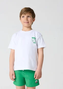 T-shirt enfant col rond imprimé Blanc Mattia