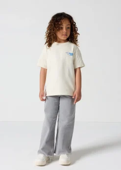 T-shirt enfant col rond imprimé Naturel Mak