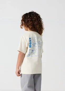 T-shirt enfant col rond imprimé Naturel Mak