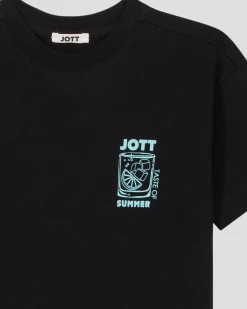 T-shirt enfant col rond imprimé Noir Mattia