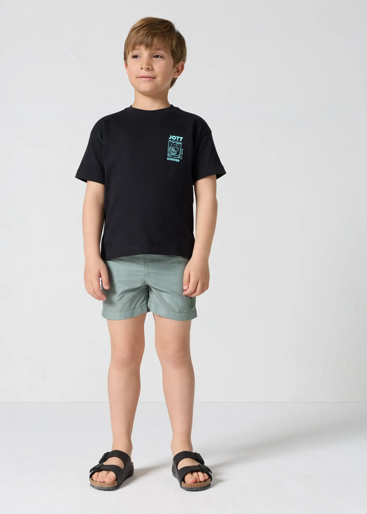 T-shirt enfant col rond imprimé Noir Mattia