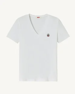 T-shirt uni col V en coton biologique Blanc Cancun 2.0