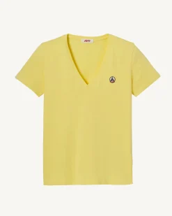 T-shirt uni col V en coton biologique Miel Cancun 2.0