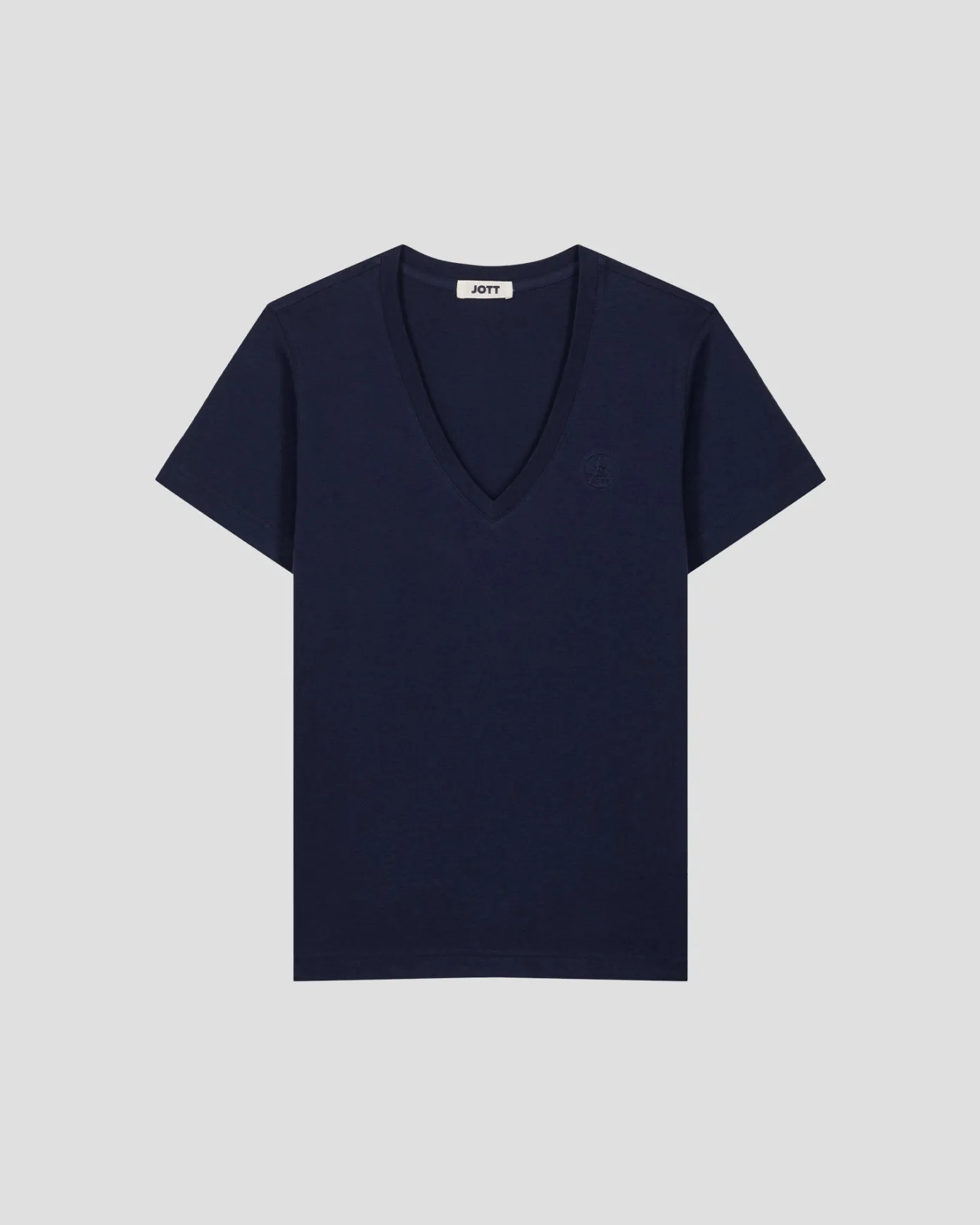 T-shirt uni col V en coton Marine Sofia 2.0
