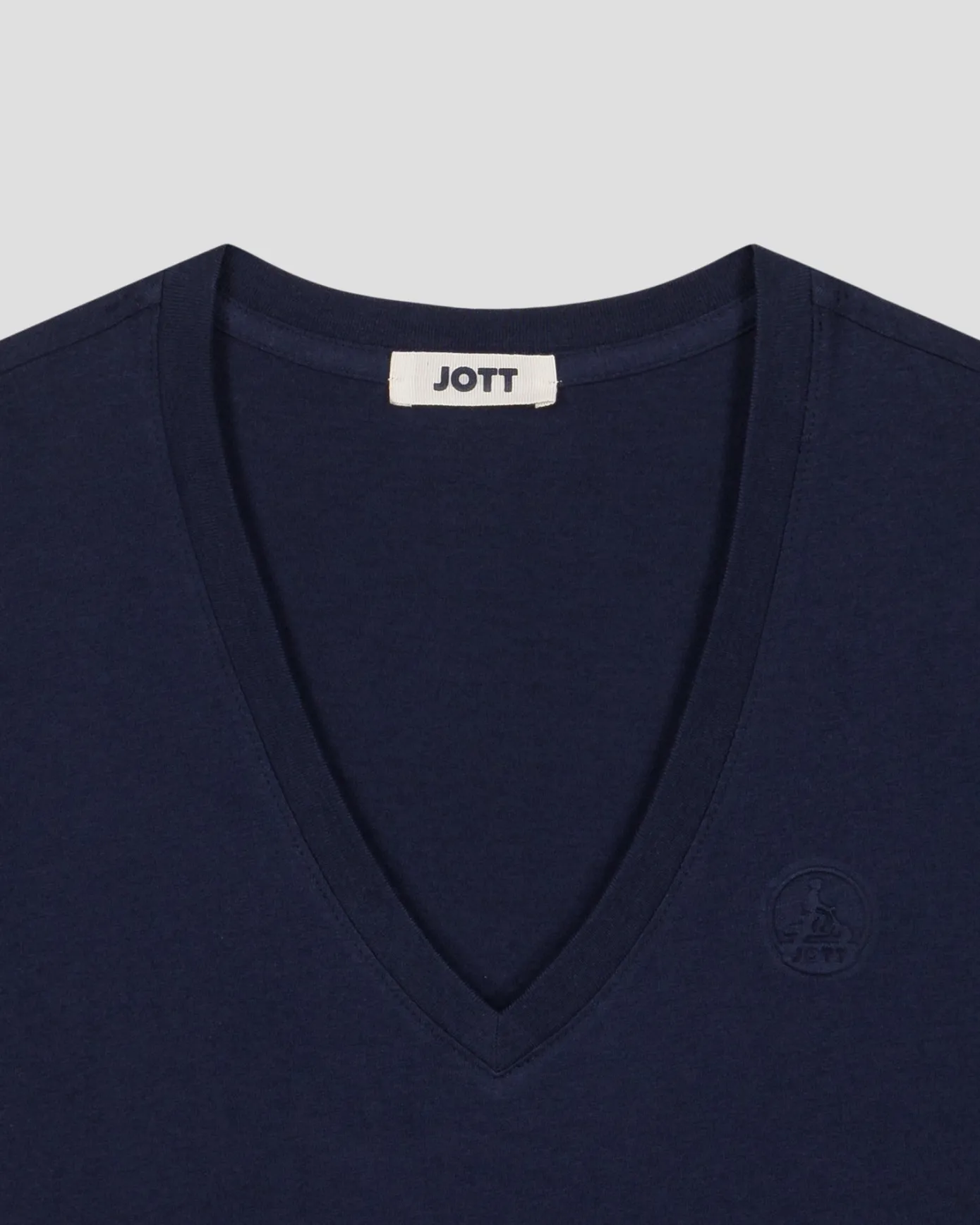 T-shirt uni col V en coton Marine Sofia 2.0